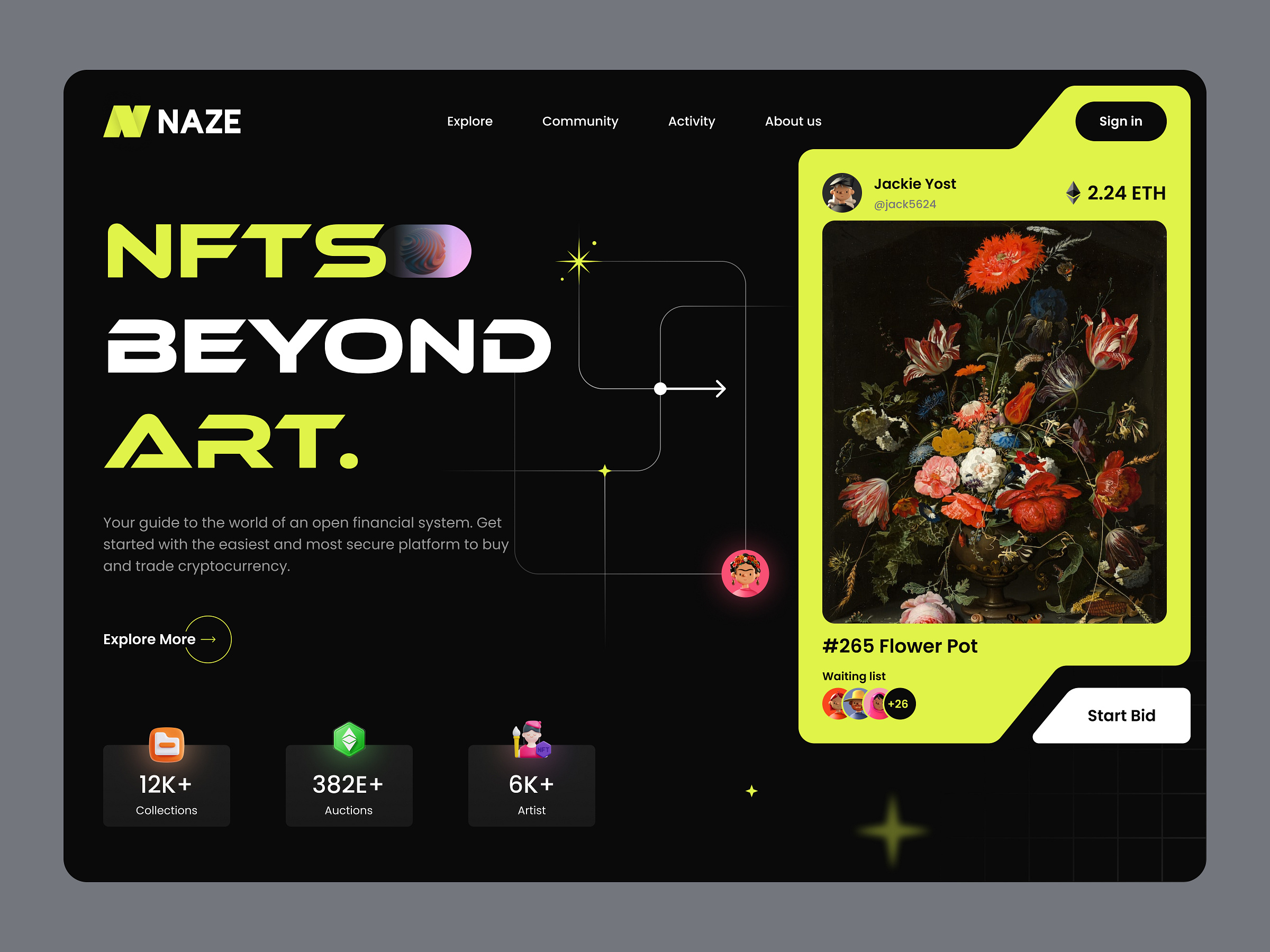 Naze NFT Landing page